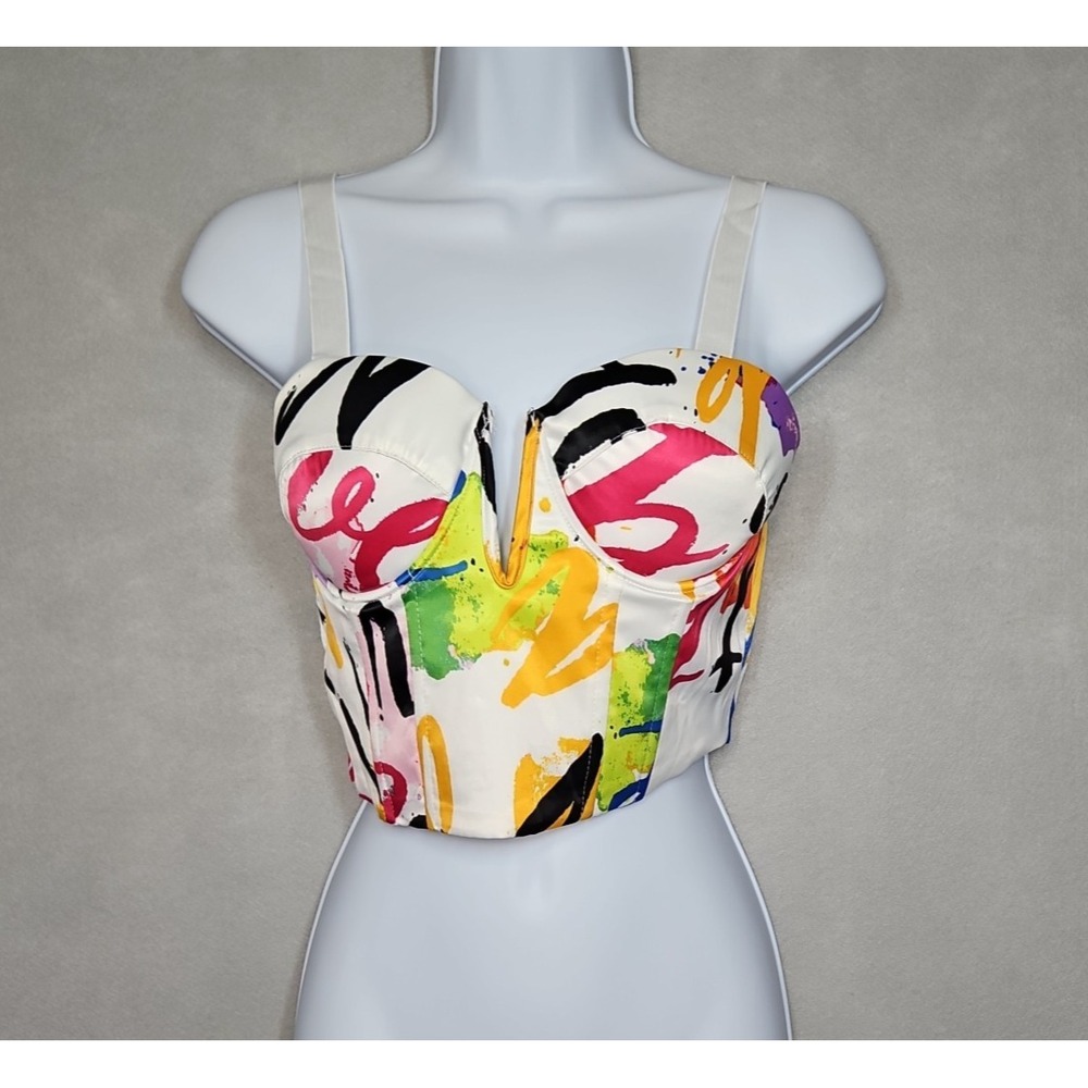 Love By Design Juniors Abstract Print Bustier Corset Crop Top Size Small NWT
